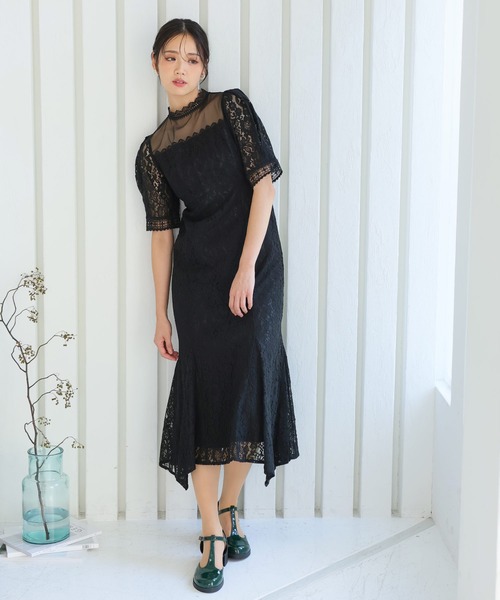 「PourVous」 半袖ワンピース M ブラウン レディース_画像5