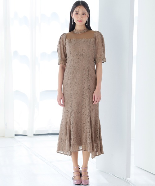 「PourVous」 半袖ワンピース M ブラウン レディース_画像6