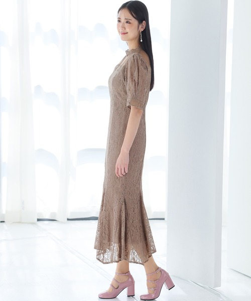 「PourVous」 半袖ワンピース M ブラウン レディース_画像7