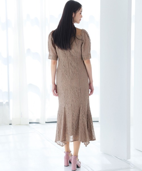 「PourVous」 半袖ワンピース M ブラウン レディース_画像8