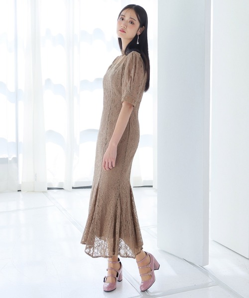 「PourVous」 半袖ワンピース M ブラウン レディース_画像9