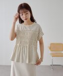 tシャツ 半袖 ボーダーシャーリングTシャツ ...の詳細画像2