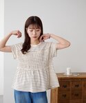 tシャツ 半袖 ボーダーシャーリングTシャツ ...の詳細画像4