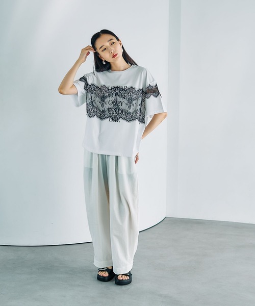 レプシィム　ロゴレースT LEPSIM（レプシィム） tシャツ 半袖 ロゴレースT 816575 レディース