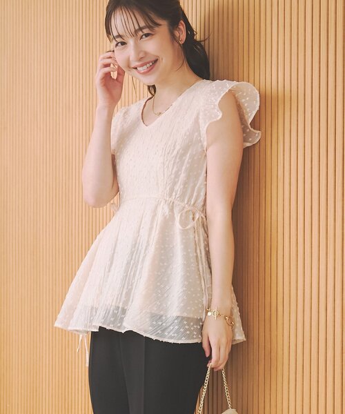 La boutique BonBon カットドビーペプラムブラウス La boutique Bonbon（ラブティックボンボン） ブラウス シャツ 半袖