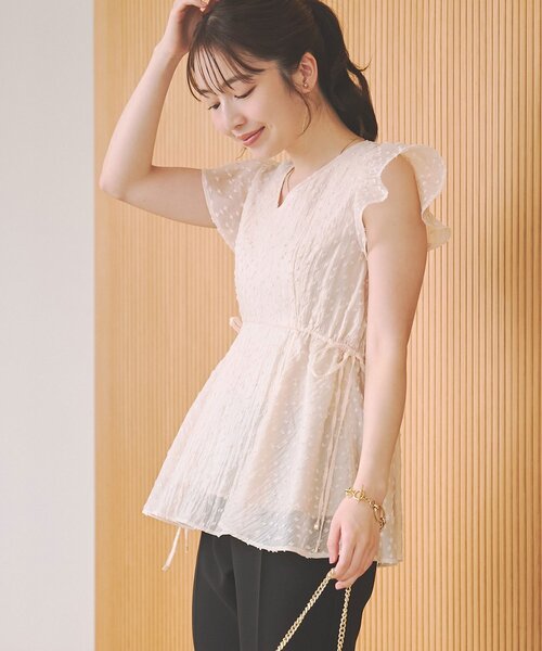 La boutique BonBon カットドビーペプラムブラウス La boutique Bonbon（ラブティックボンボン） ブラウス シャツ 半袖