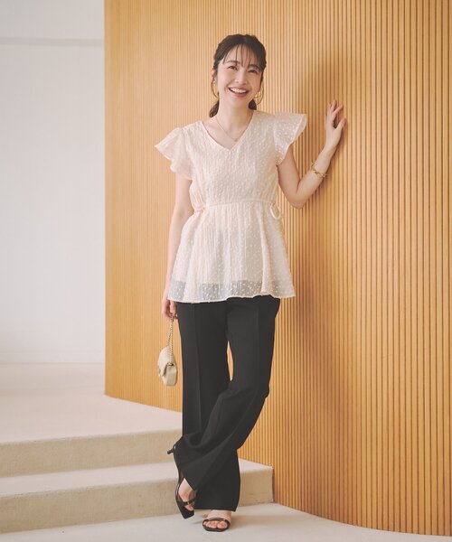 La boutique BonBon カットドビーペプラムブラウス La boutique Bonbon（ラブティックボンボン） ブラウス シャツ 半袖
