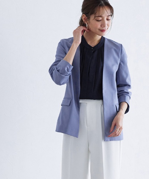 ☆美品☆【Lisiere × Col Pierrot 】ノーカラージャケット Pierrot（ピエロ） ジャケット ノーカラージャケット ノーカラー