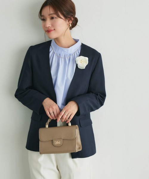 ☆美品☆【Lisiere × Col Pierrot 】ノーカラージャケット Pierrot（ピエロ） ジャケット ノーカラージャケット ノーカラー