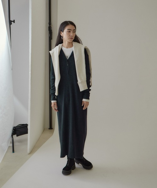 サロンアダムエロペ　ノースリーブワンピース　クリーミーコットン SALON adam et rope'（サロン アダム エ ロペ） ワンピース リブV