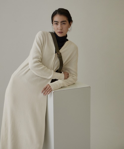 SALON adam et rope' ワンピース リブVネックワンピース SALON adam et rope' ワンピース リブVネックワンピース