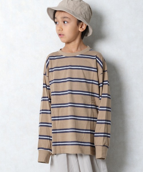 ZIーON（ジーオン） tシャツ ボーダーオーバーサイズロンT キッズ 子供