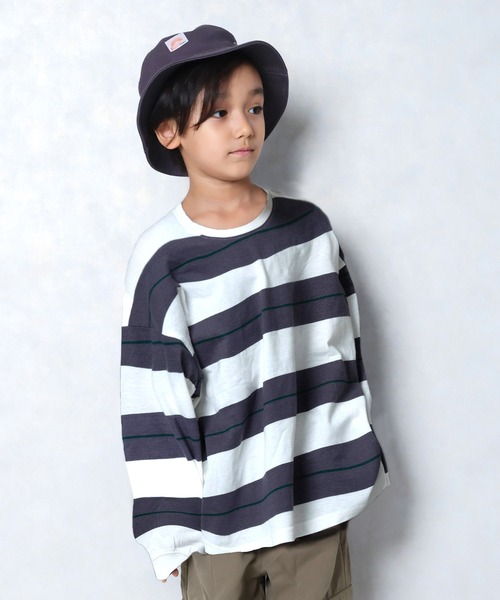 ZIーON（ジーオン） tシャツ ボーダーオーバーサイズロンT キッズ 子供