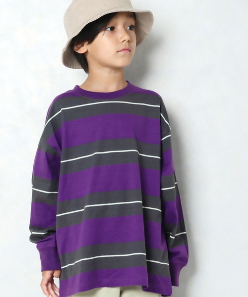 ZIーON（ジーオン） tシャツ ボーダーオーバーサイズロンT キッズ 子供