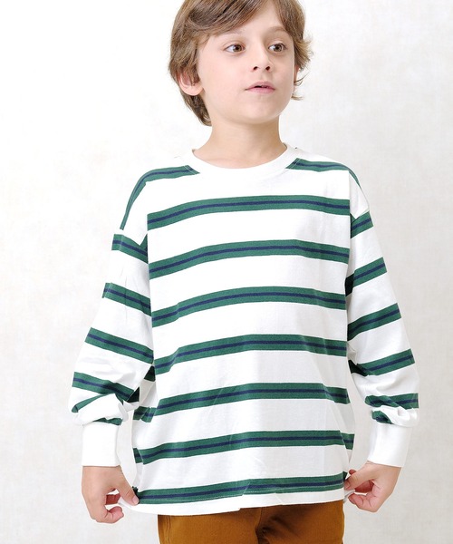 ZIーON（ジーオン） tシャツ ボーダーオーバーサイズロンT キッズ 子供