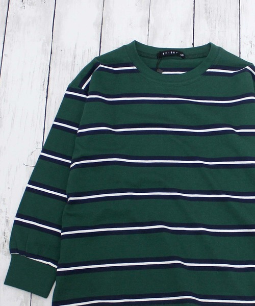 ENNOY ボーダー ロンT L サイズグリーン 長袖 ennoy green ZIーON（ジーオン） tシャツ ボーダーオーバーサイズロンT キッズ 子供