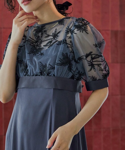 niana（ニアナ） ドレス バイカラーエンブロイダリーレースブラウス