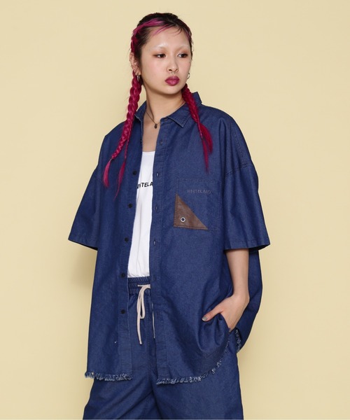 ブラウス シャツ 「WEB＆限定」WHITELAND/ホワイトランド/OWL/DENIM SSH レディース メンズ