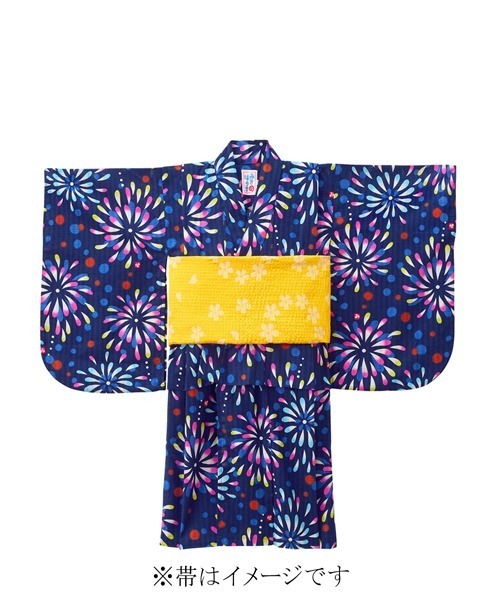 新琵琶湖　ミキハウス　日本製　花火模様 浴衣 120cm 綿100% 新琵琶湖ミキハウス日本製花火模様 浴衣 120cm 綿100%