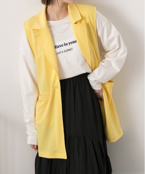 ad thie（アドティエ） ベスト ジレ ストレッチ素材 ポケット付き