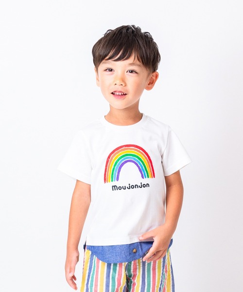 moujonjon（ムージョンジョン） tシャツ レインボープリント半袖T 