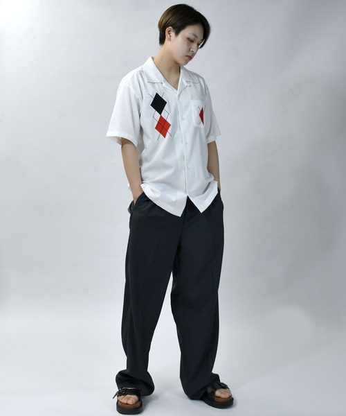 Starting Over シャツ argyle embroidery open collar shirt