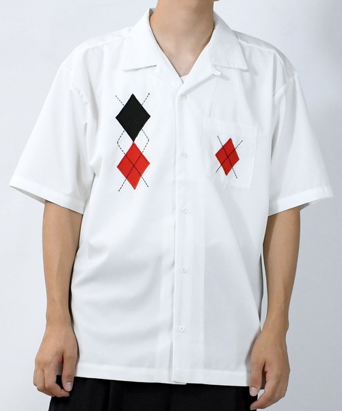 Starting Over シャツ argyle embroidery open collar shirt