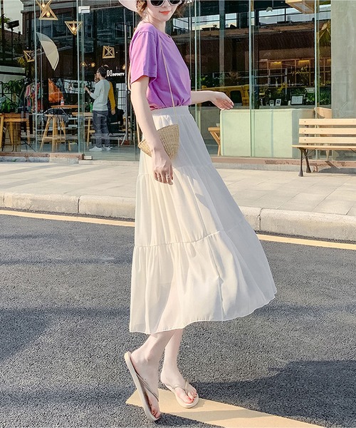 スカート cheesa BLANC FICELLE スカート シフォン 裏地付き ハイウエスト
