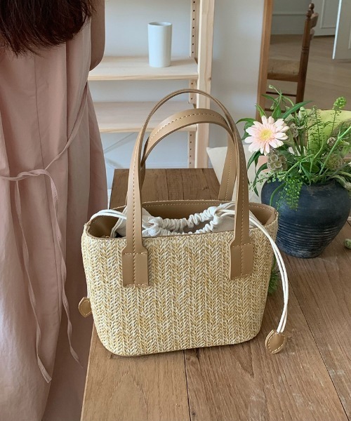 かごバッグ カゴバッグ 2way 配色かごバッグ ショルダーバッグ