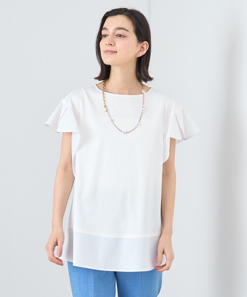 ANAYI フリル付きトップス 半袖 ANAYI（アナイ） tシャツ コットンスムースフリルスリーブ プル
