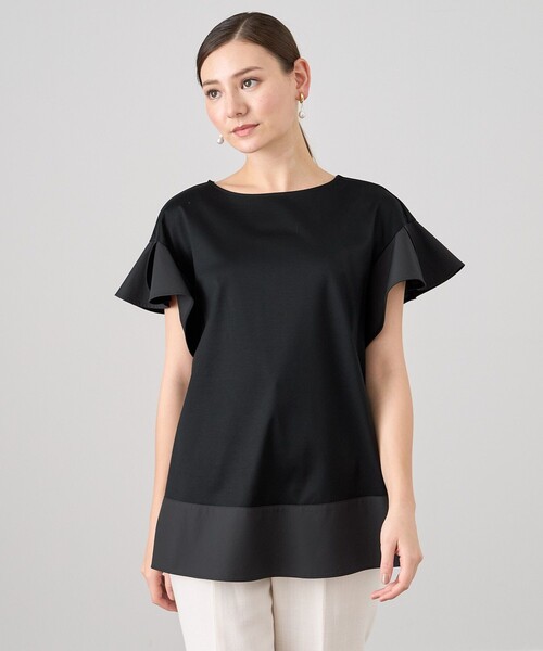 ANAYI（アナイ） tシャツ コットンスムースフリルスリーブ プル