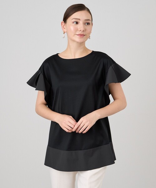 ANAYI（アナイ） tシャツ コットンスムースフリルスリーブ プル