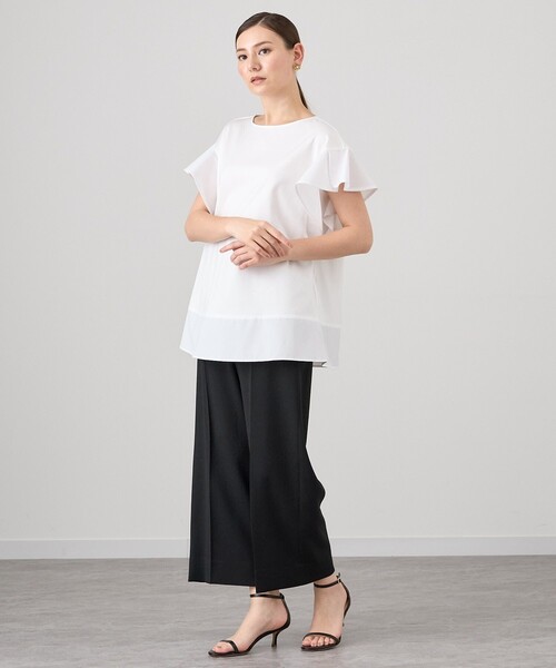 ANAYI フリル付きトップス 半袖 ANAYI（アナイ） tシャツ コットンスムースフリルスリーブ プル