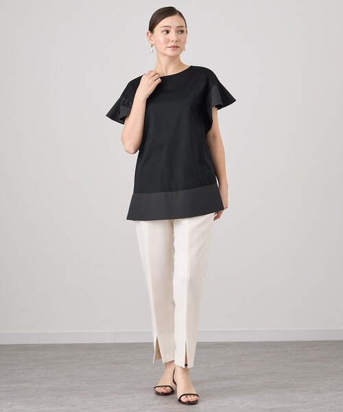 ANAYI（アナイ） tシャツ コットンスムースフリルスリーブ プル