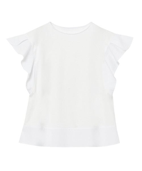 ANAYI（アナイ） tシャツ コットンスムースフリルスリーブ プル