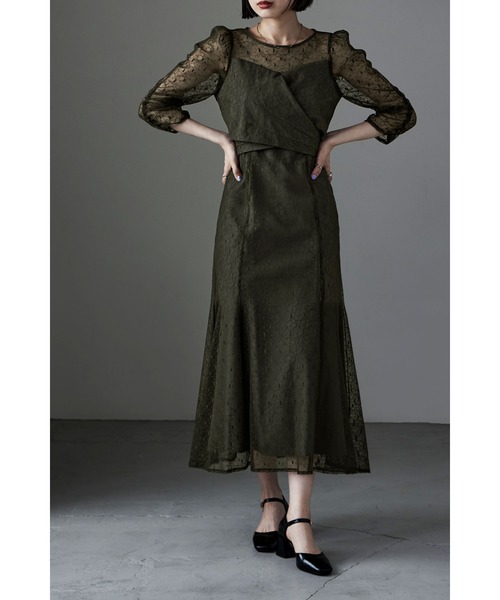 etoll.（エトル） ドレス カシュクールデザインフレアドレス