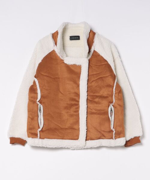 LL(145〜155)アナスイミニフェイクムートンコートジャケットアイボリー INASTUDIOS（イーナストゥディオス） ムートンコート ボアコート