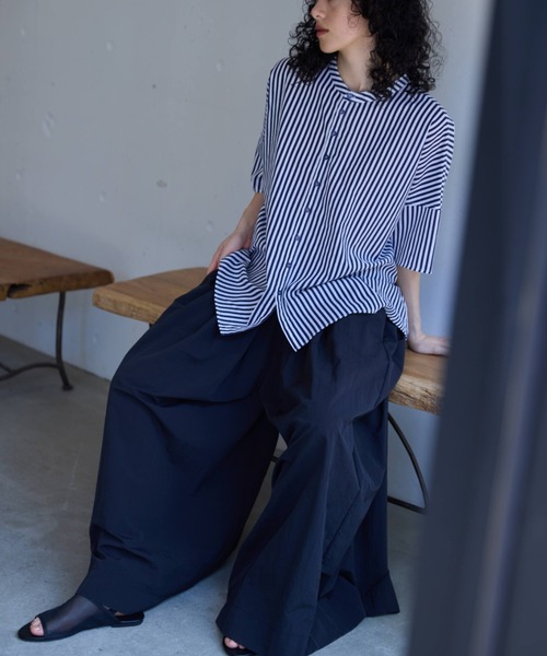 Libra Cue（リブラ キュー） パンツ ワイドレッグギャザーパンツ