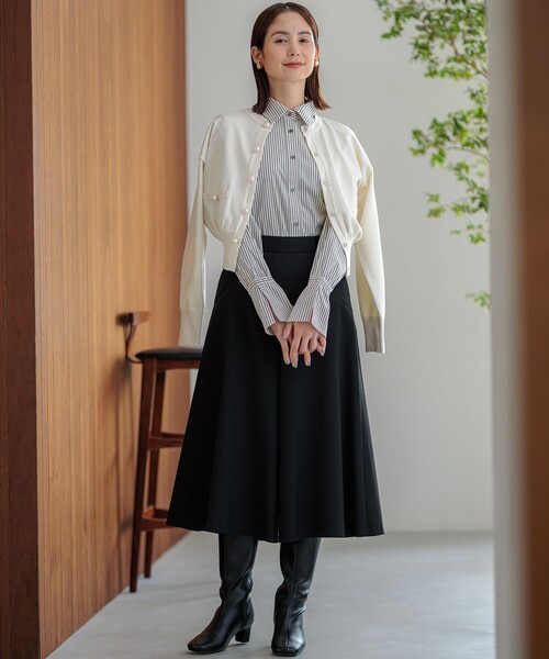 組曲（KUMIKYOKU） パンツ ウールライクストレッチ フレアパンツ