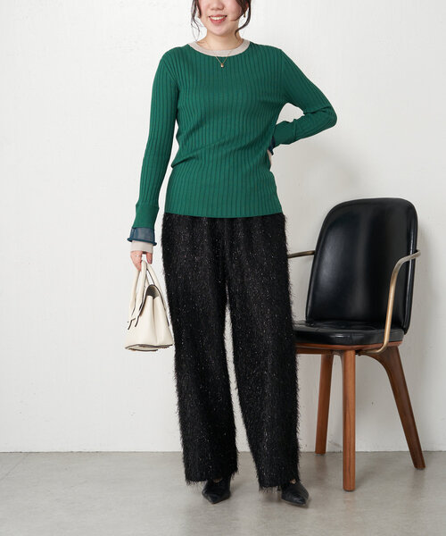 Jena espace merveilleux パンツ ラメフリンジパンツ レディース