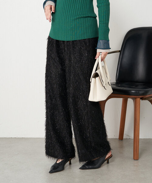 Jena espace merveilleux パンツ ラメフリンジパンツ レディース