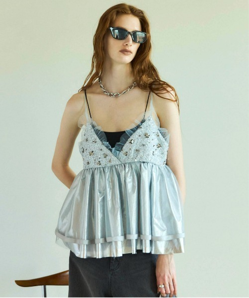 ブラウス シャツ Shining Tiered Camisole Tunic/シャイニングティアードキャミチュニック「MAISON SPECIAL/メ