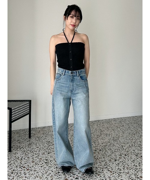 LILY BROWN ジーンズ デニム デニムパンツ サイドラインワイド