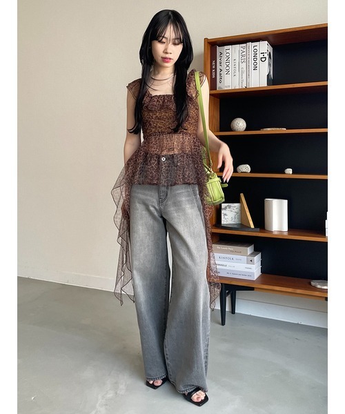 LILY BROWN ジーンズ デニム デニムパンツ サイドラインワイド
