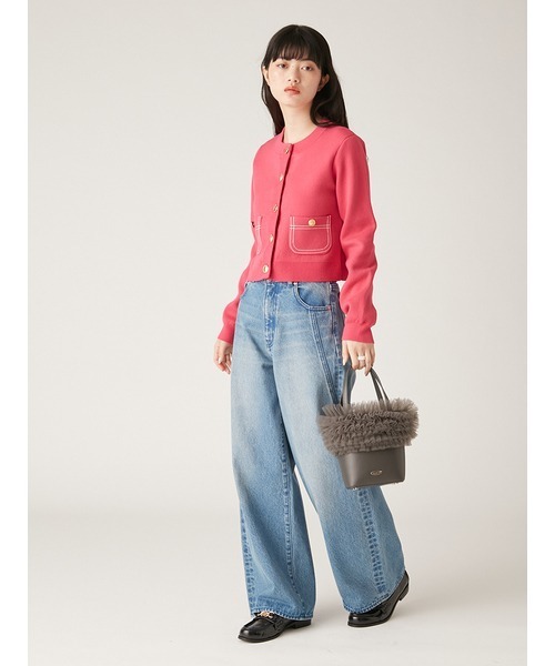 今期リリーブラウン　サイドラインワイドデニムパンツ WEB限定00サイズ】サイドラインワイドデニムパンツ（デニム