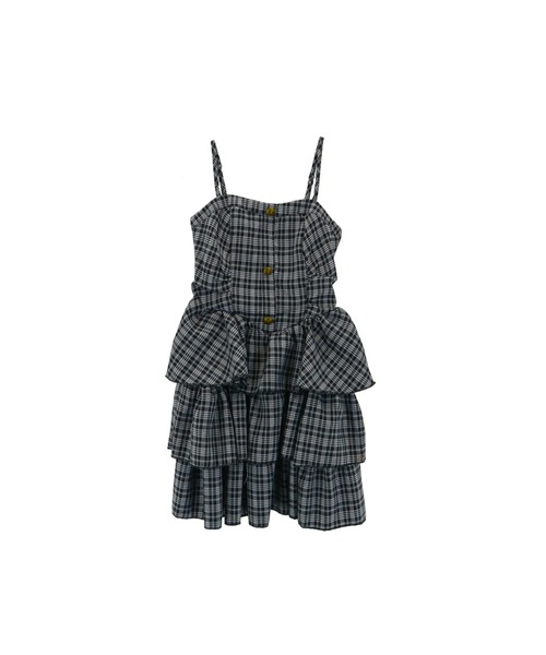 sunsetpark チェック柄ティアードミニワンピース sunset park チェック柄 ティアードミニワンピース