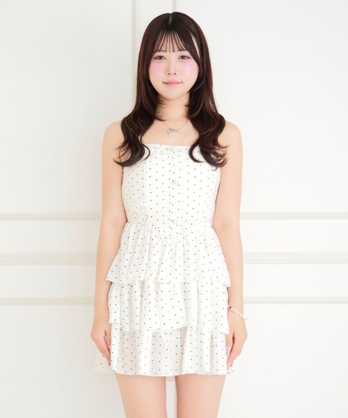 ALLuRing ChaRm ワンピース 夏 Check Tiered Mini Cami Dress