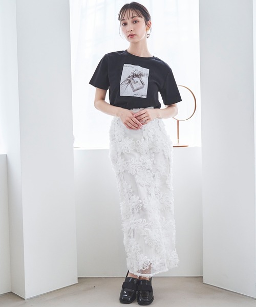 31 Sons de mode tシャツ フラワーフォトTシャツ レディース