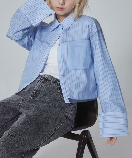 ENVYM ブラウス シャツ チュールドッキングショートシャツ