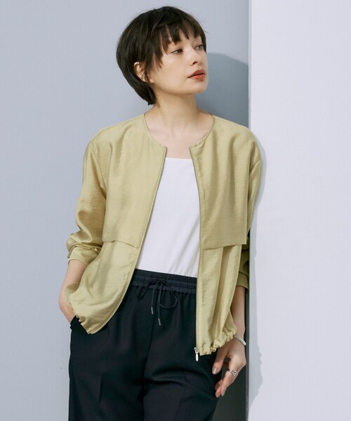 ICB ブルゾン アウター リヨセルナイロンワッシャー ノーカラー